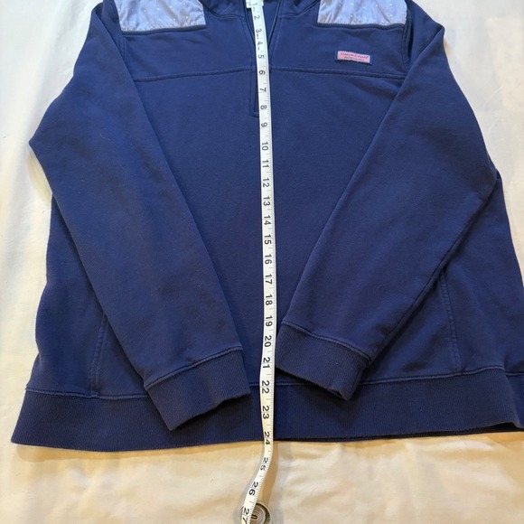 Vineyard Vines Womens Pullover Sweatshirt XL Navy Blue Pink Whale Quarter Zip - Picture 5 of 8